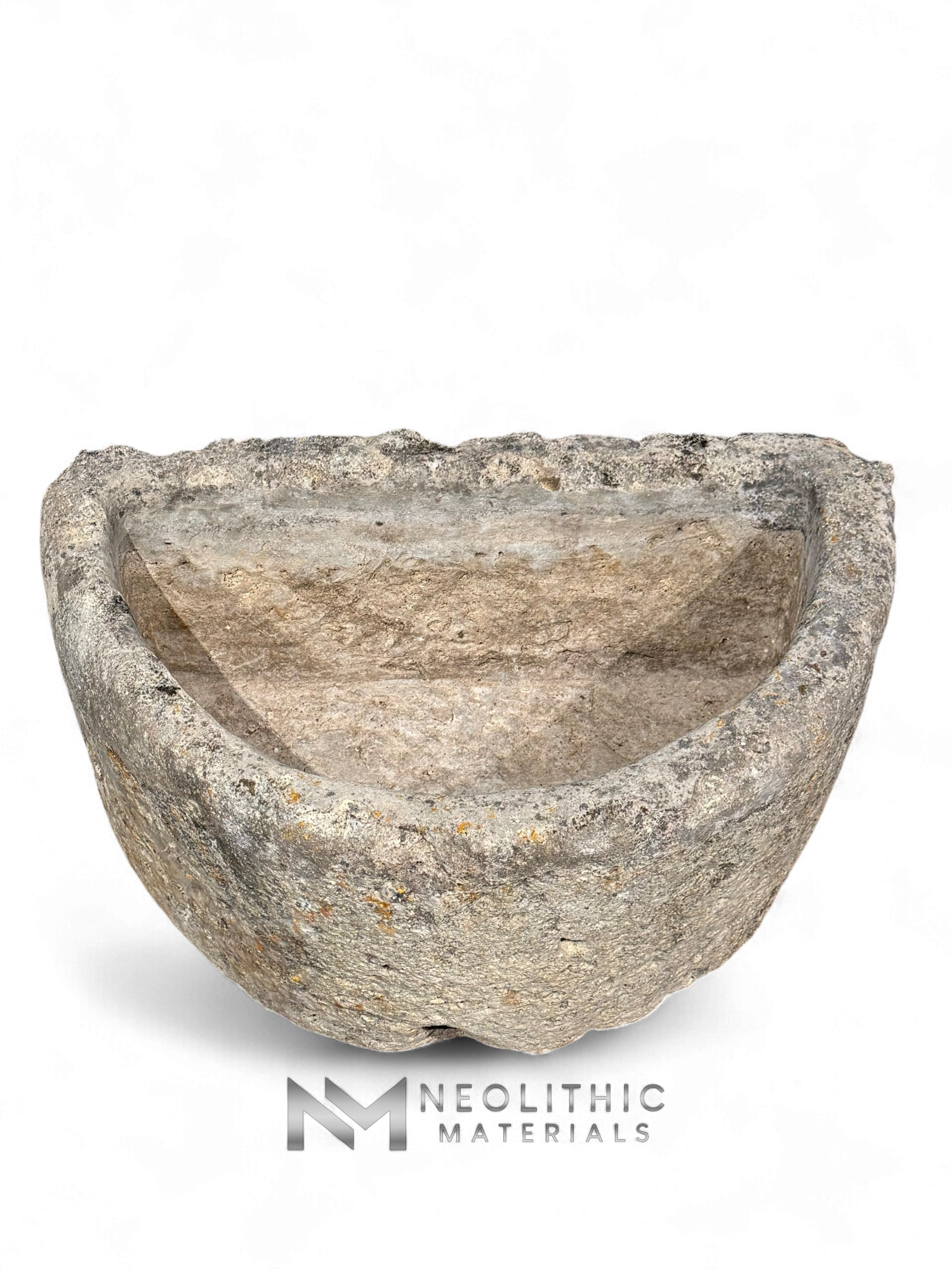 Antique French Limestone Half Moon Trough - Image 1